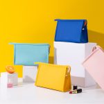 N18-030 New Solid Color Matte PU Makeup Bag Women Handheld Portable Large Capacity Cosmetic Storage Bag