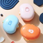 J35-2525 Cute Cartoon Mango Shaped Bento Box Double Layer Portable Lunch Box For Student Outdoor Picnic Snack Storage