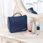 H208-B119 Cationic Fabric Travel Toiletry Bag Waterproof Foldable Hanging Storage Pouch with Hook for Travel Organizer